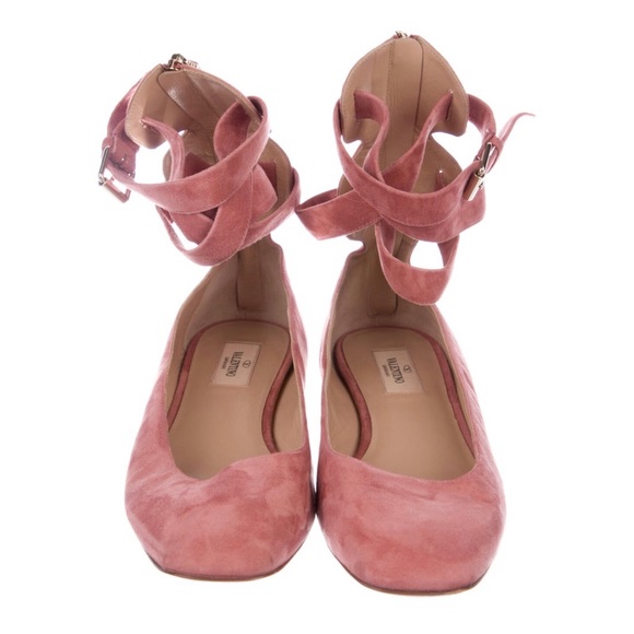 Valentino Shoes - Valentino Square Toe Suede Flats
